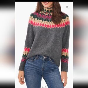 Vince Camuto Multicolor Fair Isle Turtleneck Sweater Sz Xs
